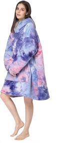 img 3 attached to 👕 Krifey Oversized Wearable Blanket Sweatshirt for Women and Men - Light Microfiber Big Blanket Hoodie, Purple Tie-Dye - One Size Fits All