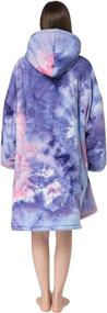 img 2 attached to 👕 Krifey Oversized Wearable Blanket Sweatshirt for Women and Men - Light Microfiber Big Blanket Hoodie, Purple Tie-Dye - One Size Fits All