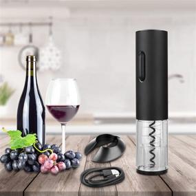 img 3 attached to 🍷 Rechargeable Electric Wine Opener by GOSCIEN - Stainless Steel Corkscrew with Foil Cutter, USB Charging Cable, Blue and Red Indicator Lights (Black)