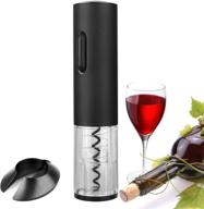 🍷 rechargeable electric wine opener by goscien - stainless steel corkscrew with foil cutter, usb charging cable, blue and red indicator lights (black) logo