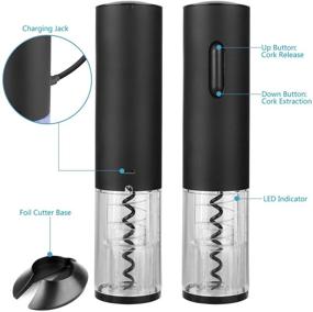 img 2 attached to 🍷 Rechargeable Electric Wine Opener by GOSCIEN - Stainless Steel Corkscrew with Foil Cutter, USB Charging Cable, Blue and Red Indicator Lights (Black)