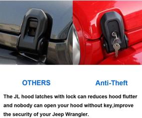 img 2 attached to 🔒 MOCW Hood Latches: Anti-Theft Lock Catch Kit for Jeep Wrangler JL 2018-2021 - 1 Pair