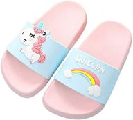 🦄 waiyqju toddler little kids unicorn slippers slides sandals - non-slip lightweight beach pool water shoes for girls and boys - summer slippers logo