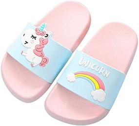 img 4 attached to 🦄 Waiyqju Toddler Little Kids Unicorn Slippers Slides Sandals - Non-Slip Lightweight Beach Pool Water Shoes for Girls and Boys - Summer Slippers