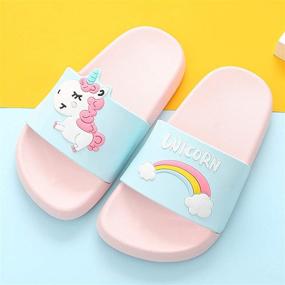 img 3 attached to 🦄 Waiyqju Toddler Little Kids Unicorn Slippers Slides Sandals - Non-Slip Lightweight Beach Pool Water Shoes for Girls and Boys - Summer Slippers