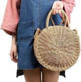 img 1 attached to Stylish Straw Summer Bag with Hand Woven Handle: Women's Handbags & Wallets