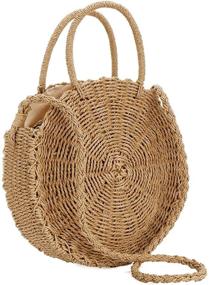 img 3 attached to Stylish Straw Summer Bag with Hand Woven Handle: Women's Handbags & Wallets