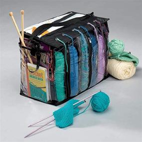 img 2 attached to 🧶 Органайзер для вязания Mekbok: Портативная сумка для хранения пряжи с множеством карманов и отделений - прозрачная сумка из пластика для игл, крючков и нитей.