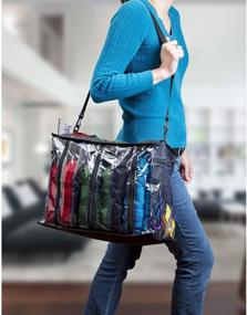 img 1 attached to 🧶 Органайзер для вязания Mekbok: Портативная сумка для хранения пряжи с множеством карманов и отделений - прозрачная сумка из пластика для игл, крючков и нитей.