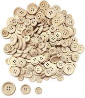 🔘 juland 200 pcs mixed wooden buttons in bulk - round decorative wood buttons for crafts, scrapbooking, sewing, and diy craft - 4 holes - 15mm, 20mm, 25mm logo