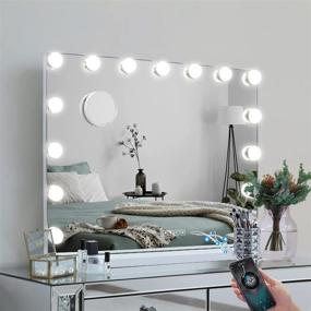 img 3 attached to 💄 Hansong Large Bluetooth Mirror Vanity Makeup with Lights, Hollywood LED Lighted Mirror with 3 Color Lighting Modes, Tabletop & Wall Mounted, 15 Dimmable Bulbs, USB Port and Smart Touch Control (22.8", White)