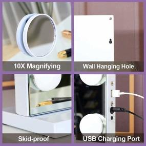 img 1 attached to 💄 Hansong Large Bluetooth Mirror Vanity Makeup with Lights, Hollywood LED Lighted Mirror with 3 Color Lighting Modes, Tabletop & Wall Mounted, 15 Dimmable Bulbs, USB Port and Smart Touch Control (22.8", White)