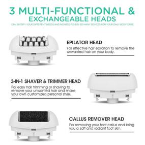img 1 attached to 🔌 VOYOR Hair Removal Epilator for Women - Rechargeable Electric Shaver for Body - 3-in-1 Cordless Hair Shavers Set with Callus Remover BM310