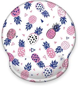 img 4 attached to Vesmatity Mouse Pad With Wrist Support Gel Ergonomic Mouse Pads With Rest Support Gaming Mouse Pad With Lycra Cloth Non-Slip Rubber Base Mouse Mat For Home Office Working Laptop ( Pink Pineapple )