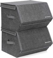 📦 songmics stackable storage bins with lids - set of 2, dark gray logo