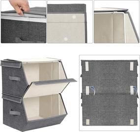 img 1 attached to 📦 SONGMICS Stackable Storage Bins with Lids - Set of 2, Dark Gray