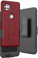 📱 nakedcellphone case with clip for motorola one 5g ace: red slim kickstand phone cover with rotating belt holster - moto xt2113 accessories logo