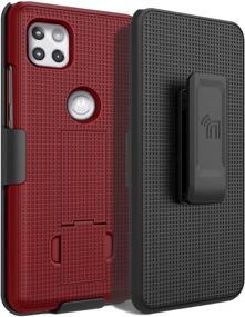 img 3 attached to 📱 Nakedcellphone Case with Clip for Motorola One 5G Ace: Red Slim Kickstand Phone Cover with Rotating Belt Holster - Moto XT2113 Accessories