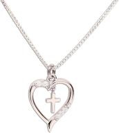 🎀 sterling silver first communion heart necklace with dancing cross design - perfect for girls logo