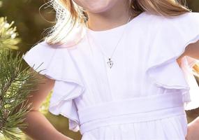 img 1 attached to 🎀 Sterling Silver First Communion Heart Necklace with Dancing Cross Design - Perfect for Girls