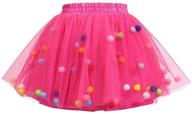 👗 meeyou girls' 3-layer tutu skirt with 3d pom pom puff balls logo