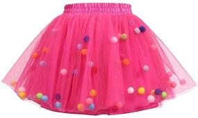 img 4 attached to 👗 Meeyou Girls' 3-Layer Tutu Skirt with 3D Pom Pom Puff Balls