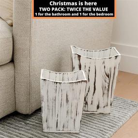 img 3 attached to 🗑️ White Rustic Waste Basket Set - Small and Large Trash Bins. Rectangular Wastebaskets for Bathroom, Bedroom, Dorm, and Office. Espresso Brown Wooden Wastebasket - Ideal for Recycling.