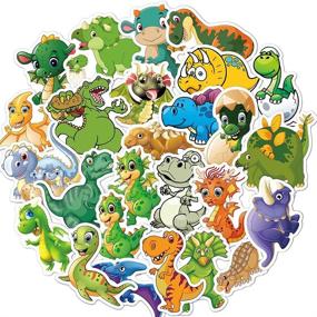 img 4 attached to 🦕 Adorable Cartoon Dinosaurs Waterproof Sticker Pack for Kids and Teens - Laptop, Water Bottle, Bike, and Car Decals - 50 Pcs