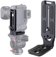 📷 dslr camera l bracket: vertically & horizontally switchable tripod head with quick release plate - arca swiss compatible for digital dslr camera stabilizer, tripod, monopod - canon, nikon, sony, dji osmo, ronin, zhiyun logo