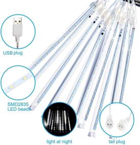 img 1 attached to 🌧️ MASQUDO LED Falling Rain Lights - Meteor Shower Light 30cm, 10 Tube, 240 LEDs - Christmas Lights Falling Rain Drop Icicle String Lights for Christmas Trees, Halloween Decoration, Holiday