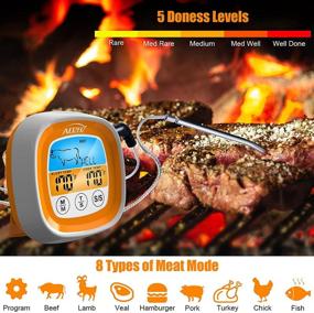 img 2 attached to 🔥 AOZBZ High-Temperature Waterproof Meat Thermometer with Touch Display- Instant Read for Smoked Confections, Barbecues, Kitchens - Orange