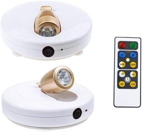 img 4 attached to 🔦 Honwell LED Spotlight 2 Pack - Wireless Puck Lights with Remote and AA Powered Under-Cabinet Light. Rotatable Lights Head for Indoor Closet, Paintings, and Accents.