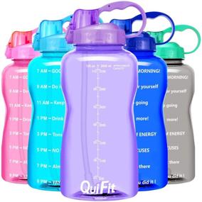 img 4 attached to 💧 QuiFit Motivational Gallon Water Bottle with Straw, Time Marker, BPA Free, Reusable, Leakproof, Large Portable Water Jug for Fitness, Camping, Outdoor Sports