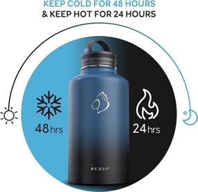 img 3 attached to 🍶 BUZIO 64 oz Insulated Stainless Steel Water Bottle Flask Jug with Straw Lids, Half Gallon Canteen Metal Thermo Mug Hydro Jug, Double Vacuum Hot Cold Water Bottles, Indigo Crush