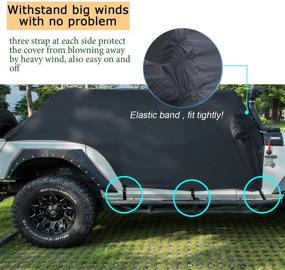 img 2 attached to 🚗 Ultimate All-Weather Protection: Cab Cover Black Car Cover 82215370 for 2007-2018 Jeep Wrangler JK JKU 4 Door - Sun, Snow, and Dust Resistant