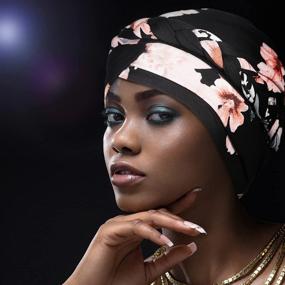 img 1 attached to 🧕 Women's Pre-Tied Braid Turban: African Head Wrap Bonnet - 3 Stylish Pieces