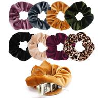 🎀 aco-uint 8 pack cute velvet hair scrunchies for girls with thick hair, zipper storage ponytail holders - women's hair accessories logo