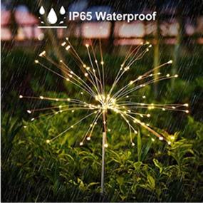 img 3 attached to 🌟 120LED Solar Firework Lights Outdoor: Decorative Starburst Lamp, Waterproof Fairy String Stake Landscape Lighting for Garden, Christmas Walkway. DIY Copper Wire Flowers Sparklers in Warm White.