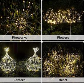 img 2 attached to 🌟 120LED Solar Firework Lights Outdoor: Decorative Starburst Lamp, Waterproof Fairy String Stake Landscape Lighting for Garden, Christmas Walkway. DIY Copper Wire Flowers Sparklers in Warm White.