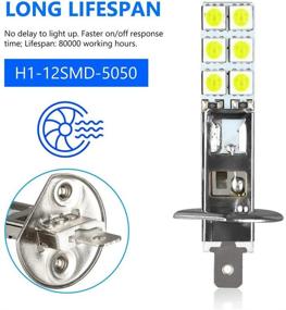 img 3 attached to 🌫️ Ultra Bright 80W 6000K Super White H1 LED Fog Lights Bulbs Kit for Enhanced Fog Driving Light Lamp