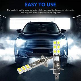 img 2 attached to 🌫️ Ultra Bright 80W 6000K Super White H1 LED Fog Lights Bulbs Kit for Enhanced Fog Driving Light Lamp