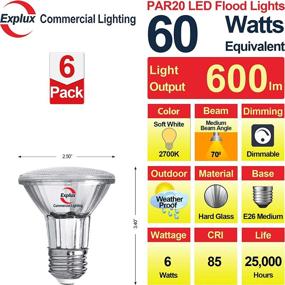 img 3 attached to 💡 Explux Full Glass PAR20 Dimmable Equivalent LED Bulb