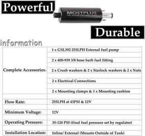 img 2 attached to 🔥 GSL392 400-939 Universal High Flow Pressure External Inline 255LPH Fuel Pump by MOSTPLUS