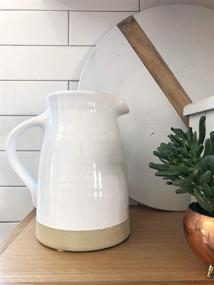 img 1 attached to 🏺 White Ceramic Pitcher - Chloe and Cotton Farmhouse 8 inch, Vase for Flowers, Kitchen Utensil Holder