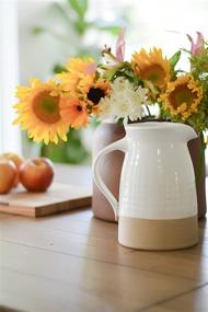 img 2 attached to 🏺 White Ceramic Pitcher - Chloe and Cotton Farmhouse 8 inch, Vase for Flowers, Kitchen Utensil Holder