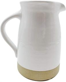 img 4 attached to 🏺 White Ceramic Pitcher - Chloe and Cotton Farmhouse 8 inch, Vase for Flowers, Kitchen Utensil Holder