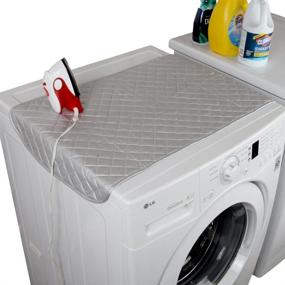img 4 attached to 🏠 Дом-X Магнитный гладильный коврик: серый стежка плитка, термостойкий для стиральной машины сушилки, альтернативное покрытие доски для глажки