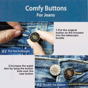 img 2 attached to 👖 Enhance Comfort and Fit with 10Pcs Vintage Metal Buttons: Expand your Jeans Waist with this Multifunction Pants Waist Stretch Button Extender Buckle Adjustable Detachable Extended Button for Jeans Pants Cuffs (A)