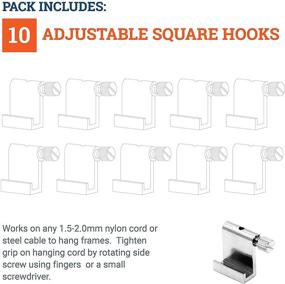 img 1 attached to Versatile 10 Pack: Adjustable Hooks for Gallery Picture Hanging System - Ideal for Nylon Cords or Steel Cables - Hang Wire, Sawtooths, & Thin Panels Like Foamboard!