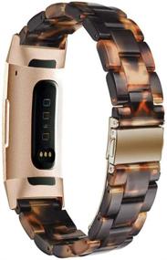 img 3 attached to 🌹 Ayeger Resin Band for Fitbit Charge 4/3/SE: Rose Gold Buckle Wristband Strap Bracelet – Stylish Accessory for Fitness Watch (Tortoise)
